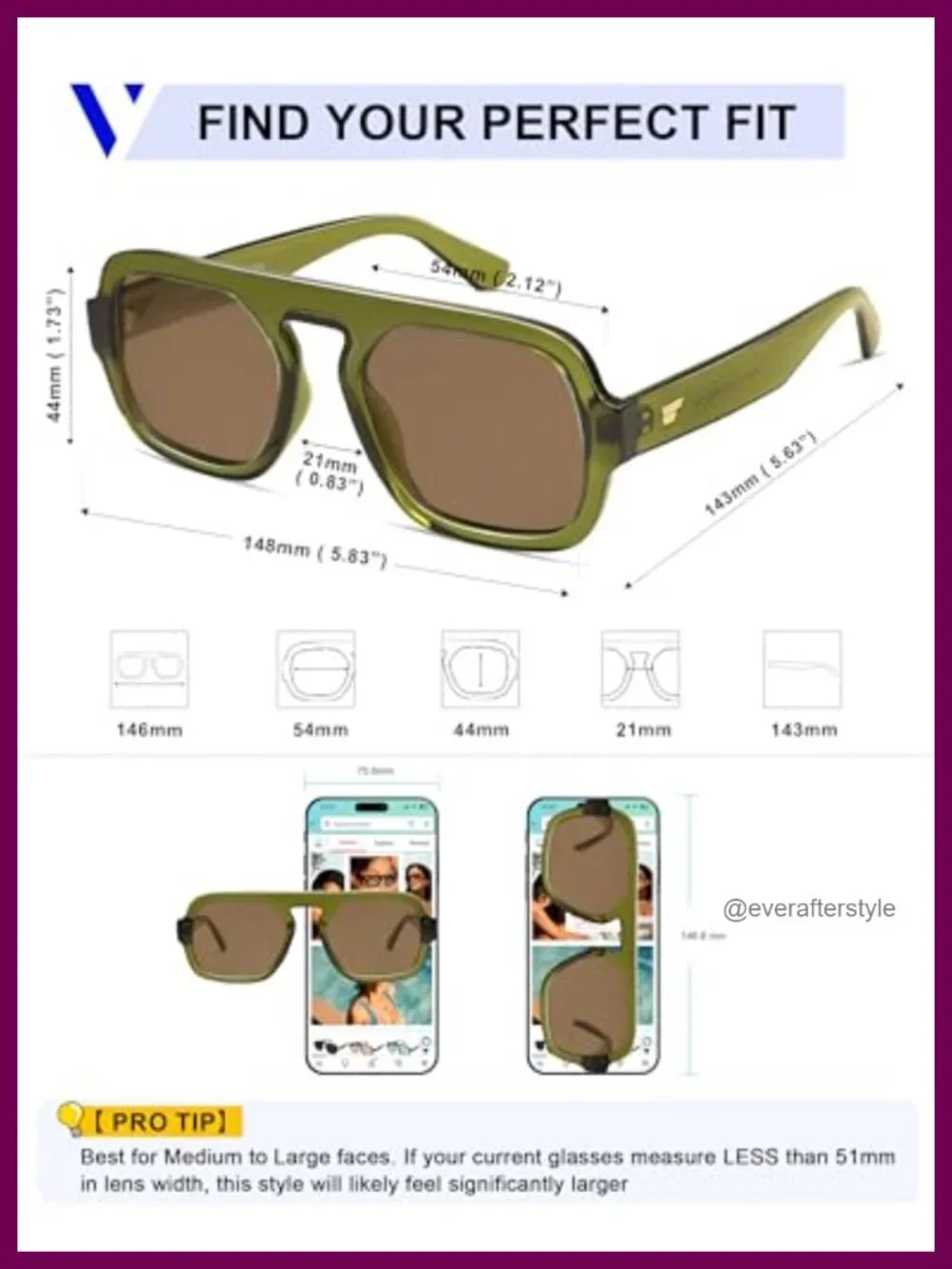 Retro Square Aviator Sunglasses Oversized UV400 Protection Unisex